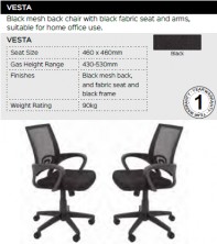 Vesta Chair Range And Specifications